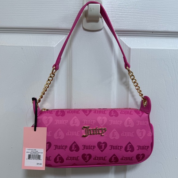 NWT Juicy Couture “Girls Just Wanna Have Fun” Pink Shoulder Bag - Picture 1 of 6